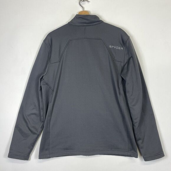 Spyder Grey Blue Softshell Microfleece Lined Zip Up Windbreaker Jacket Men Large - Picture 5 of 7